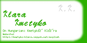 klara kmetyko business card